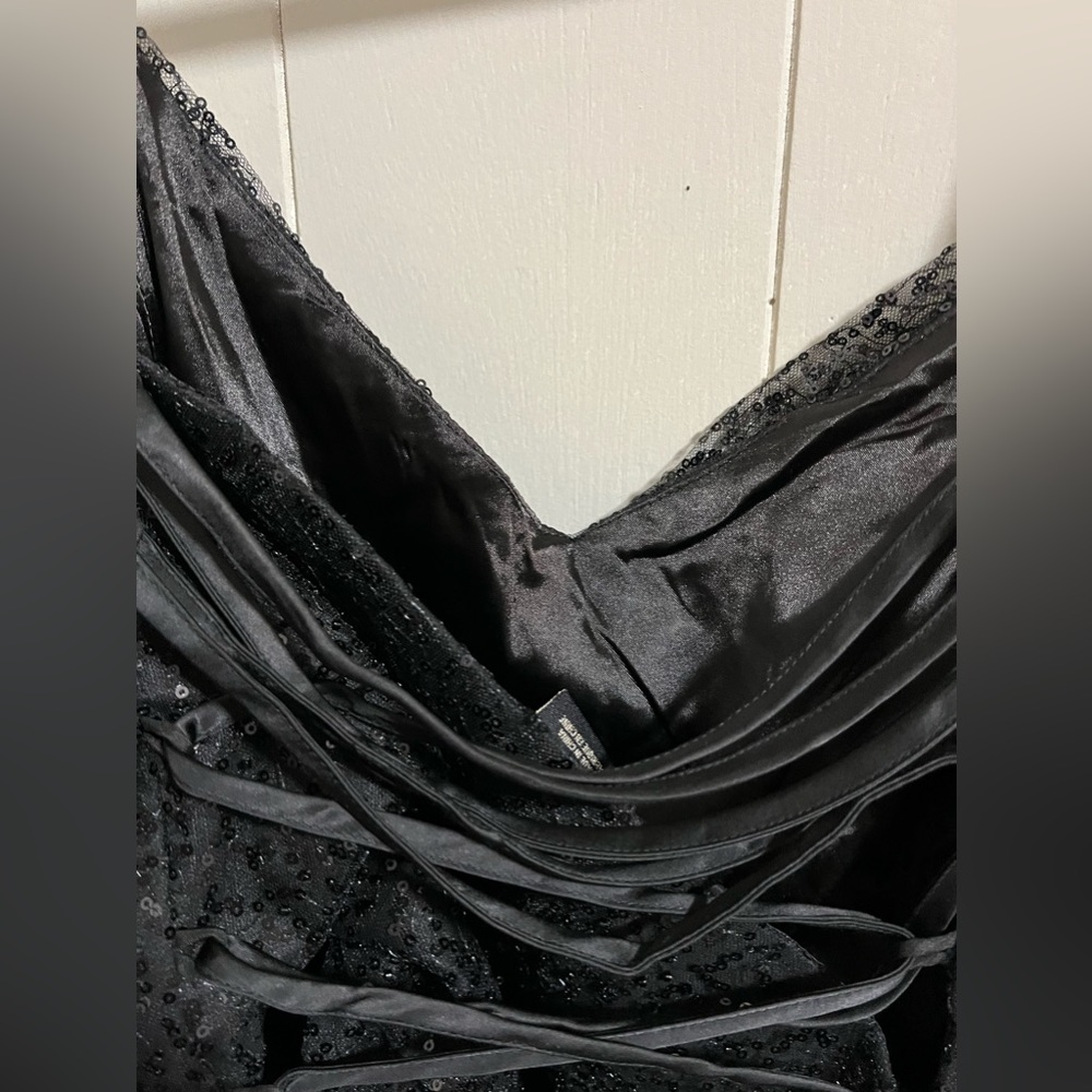 City Chic Black Sequin V-Neck Spaghetti Strap Gown - Picture 11 of 16